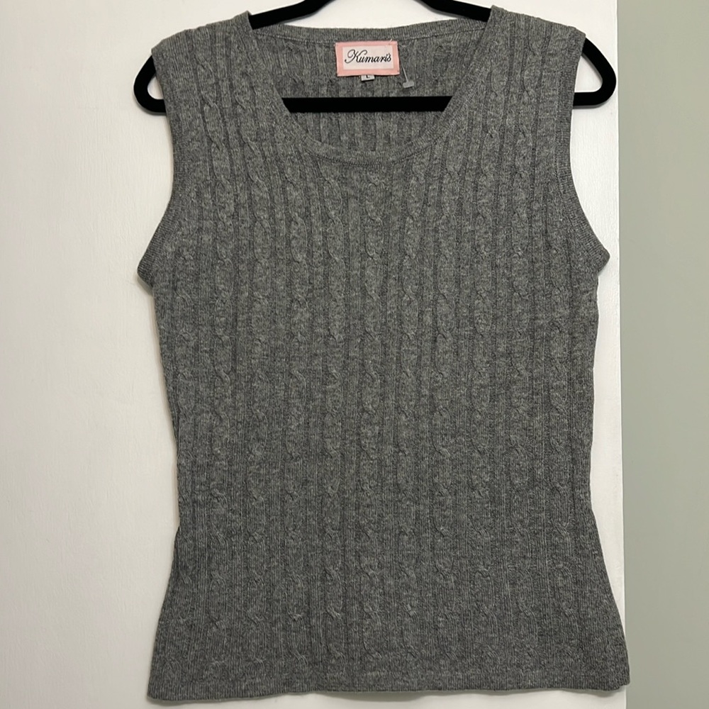 Kumari’s cashmere cable-knit vest sweater, L